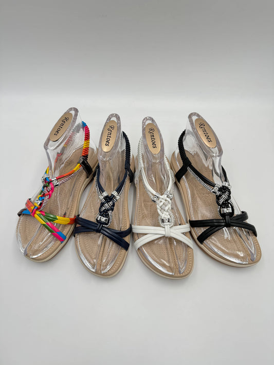 Elegant Crystal Woven Summer Comfort Sandals