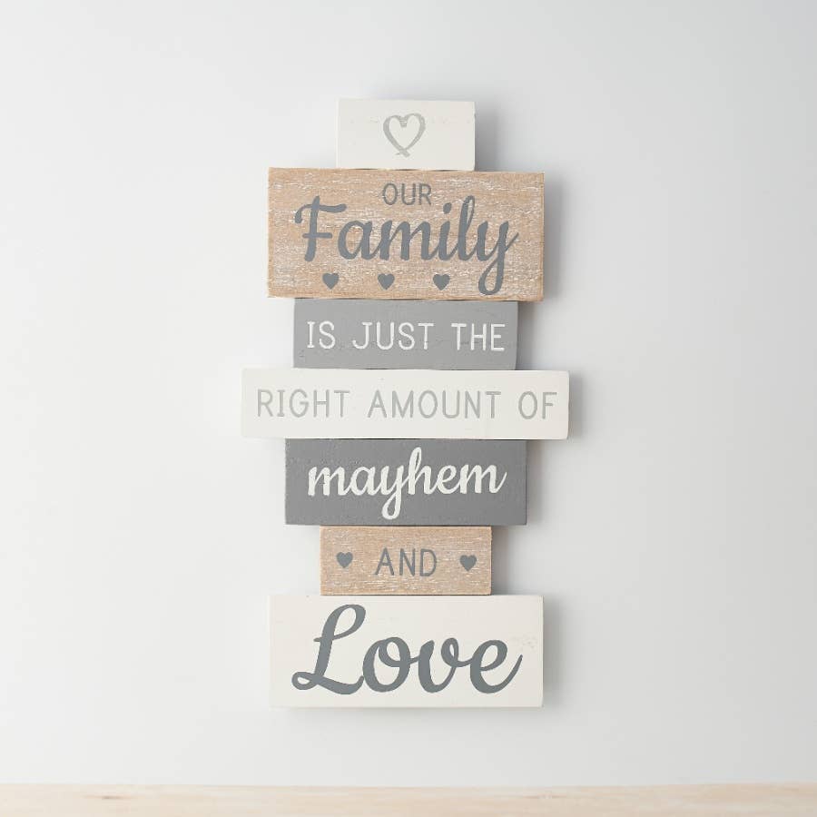 35cm 'Family' Wooden Sign, 2 Assorted