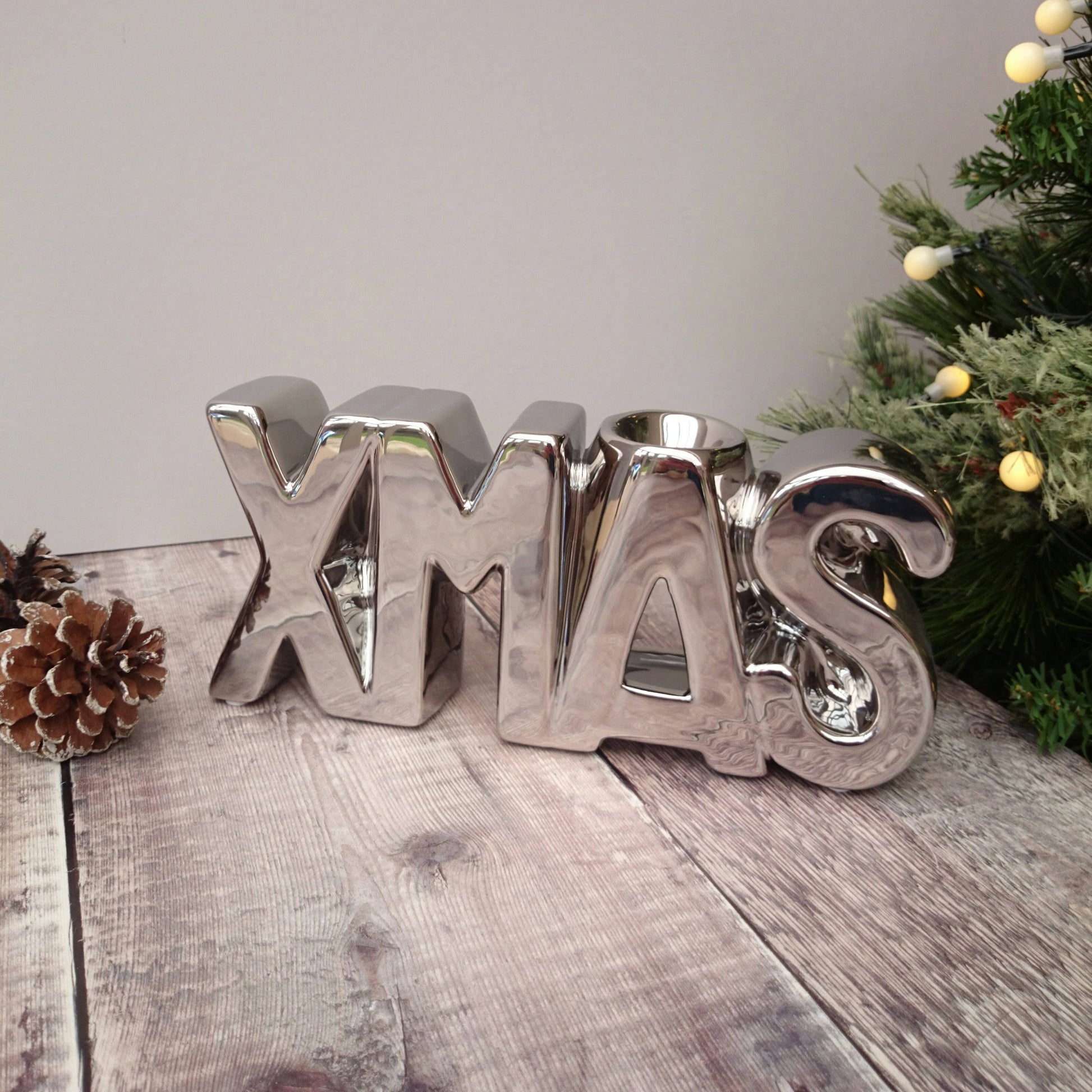 OB70141C XMAS Ceramic Wax Melter 25cm - Silver
