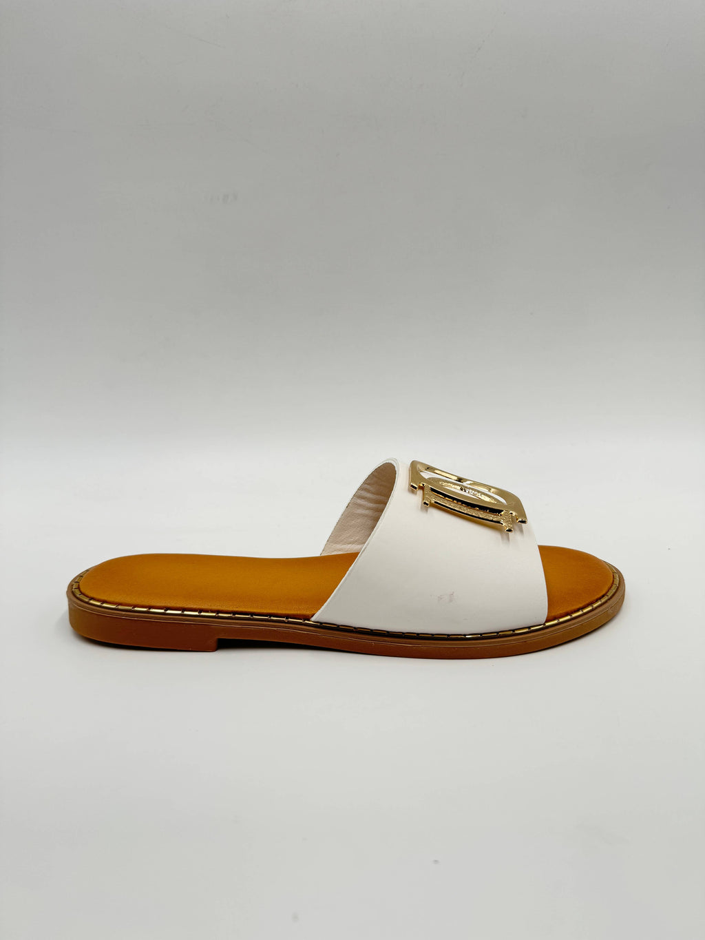 Classic PU Leather Chic Metallic Slip-On Sliders