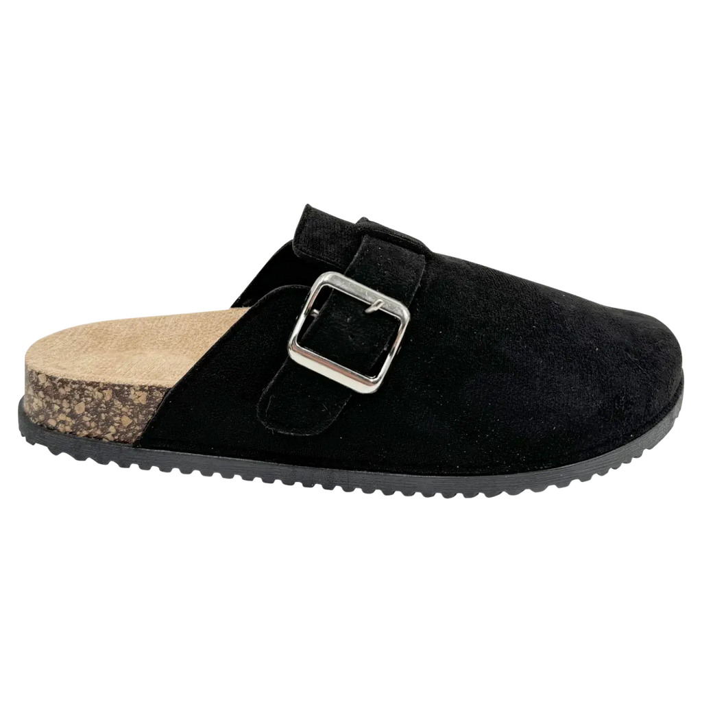 Classic Suede Buckle Slip-On Clogs 8911