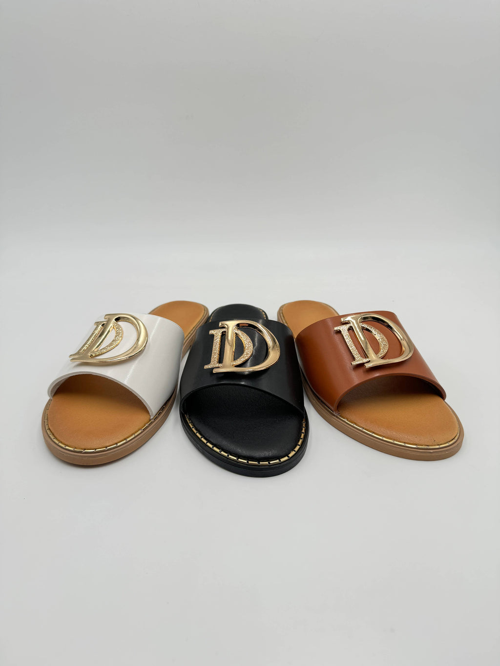 Classic PU Leather Chic Metallic Slip-On Sliders