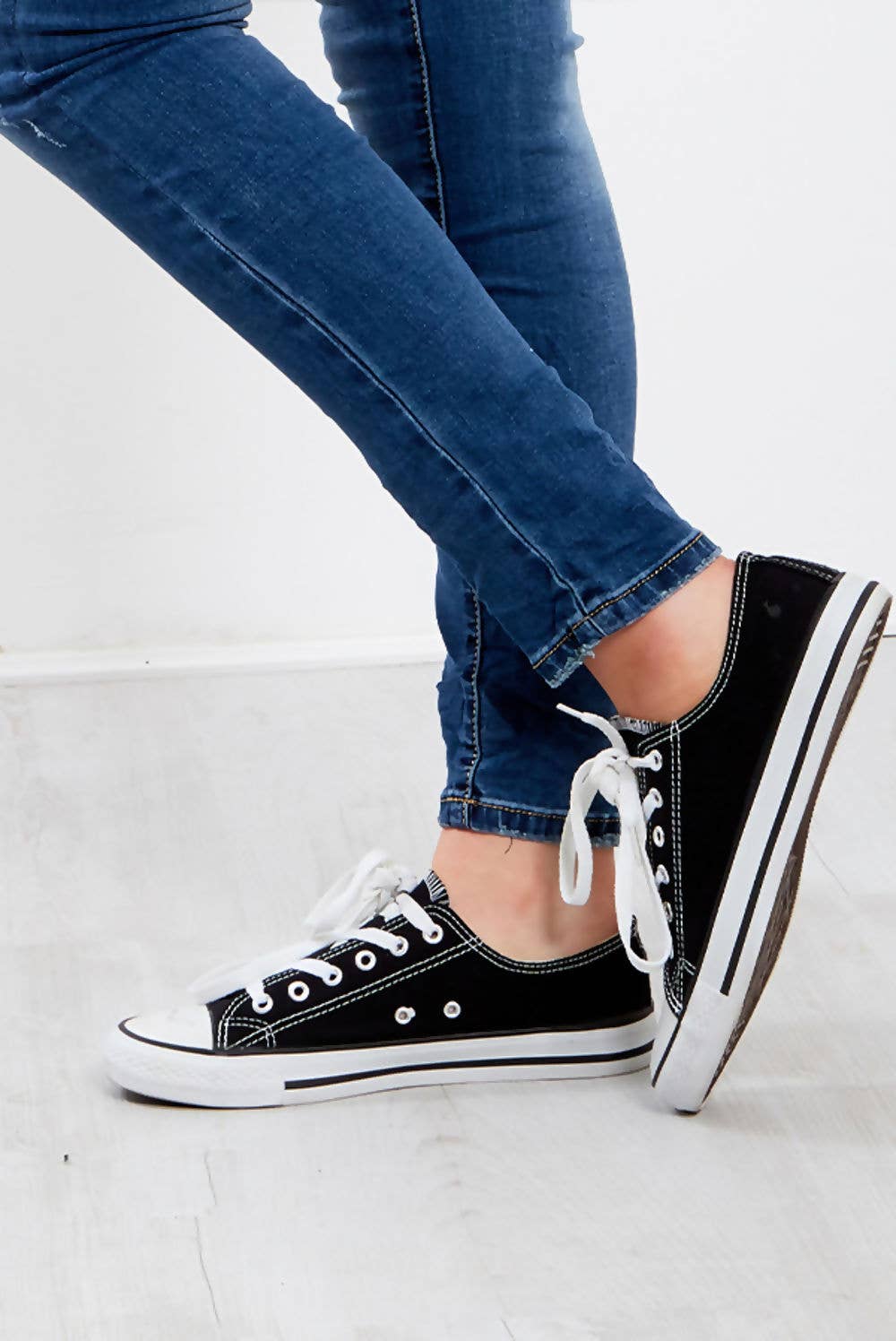 Canvas Flat Lace Up Trainers