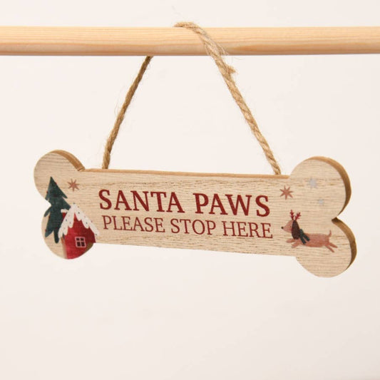 'Santa Paws' Wooden Hanger