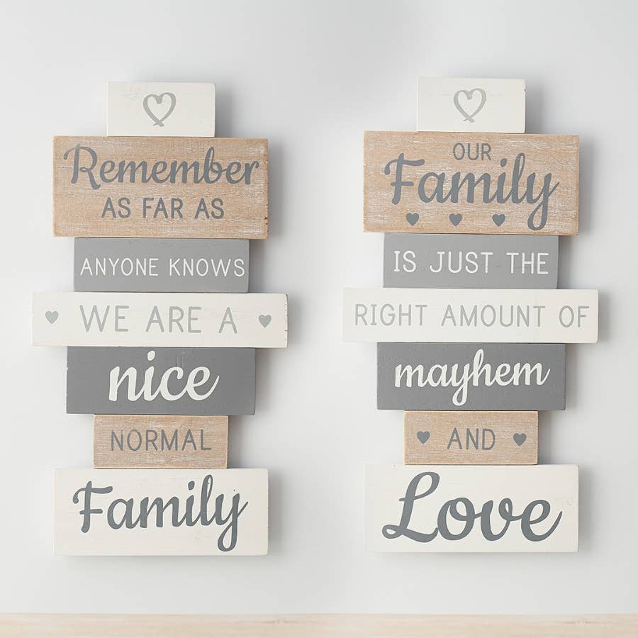 35cm 'Family' Wooden Sign, 2 Assorted