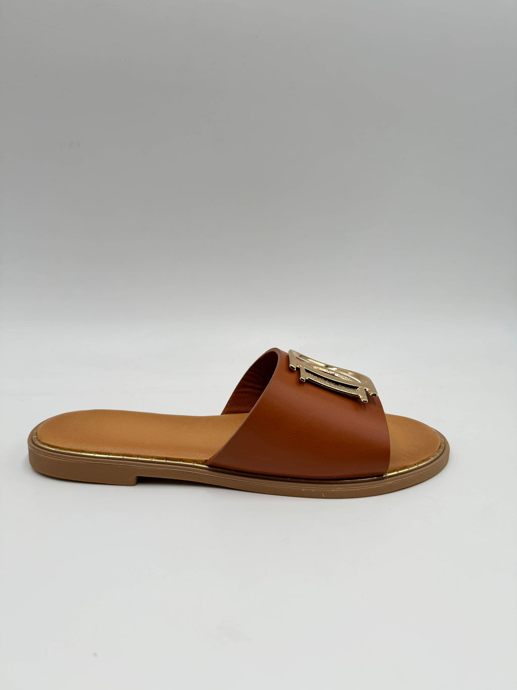 Classic PU Leather Chic Metallic Slip-On Sliders