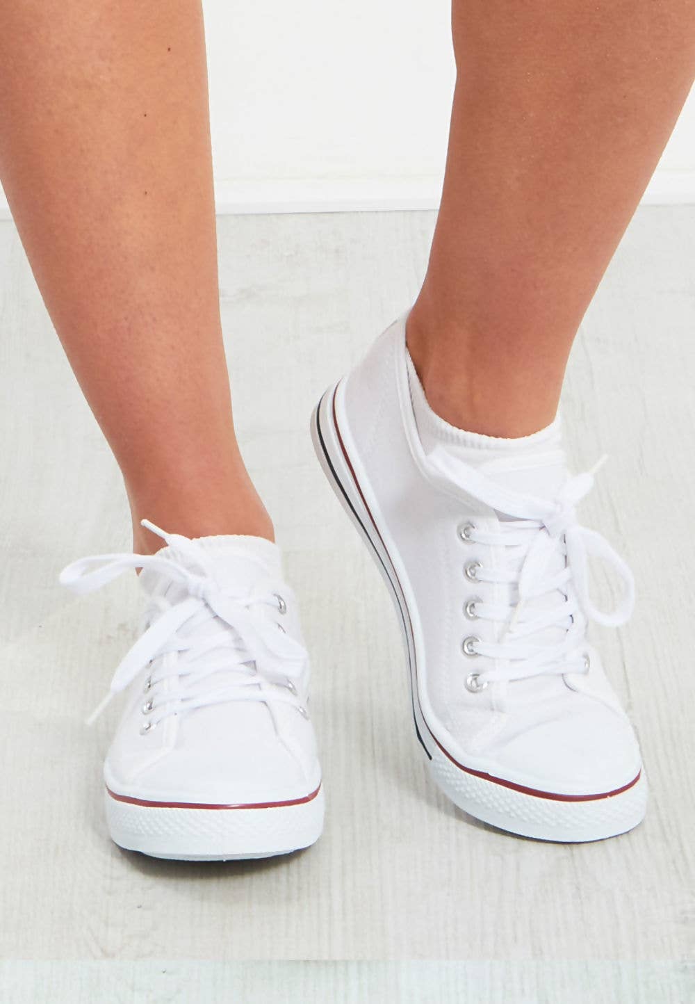 Canvas Flat Lace Up Trainers