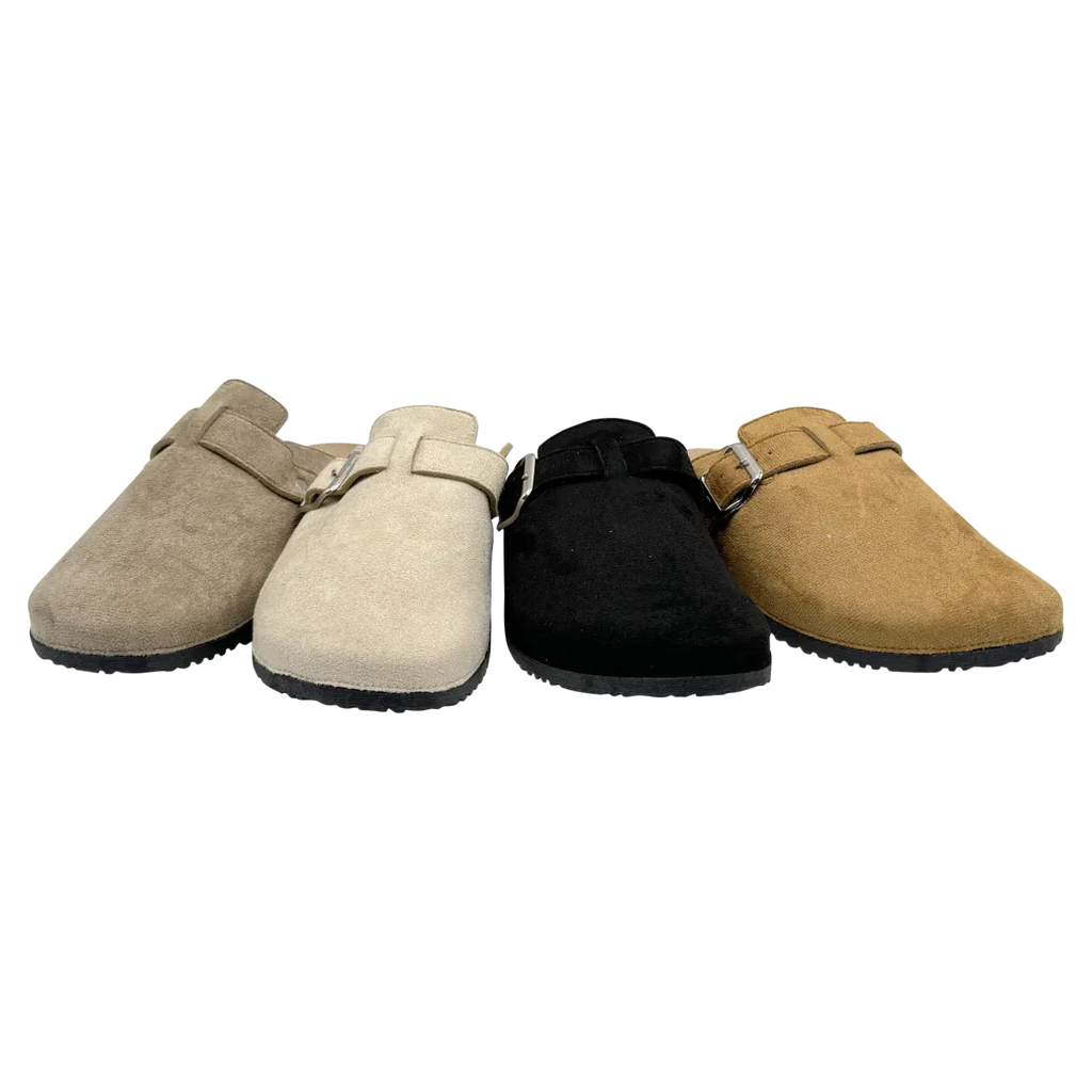 Classic Suede Buckle Slip-On Clogs 8911